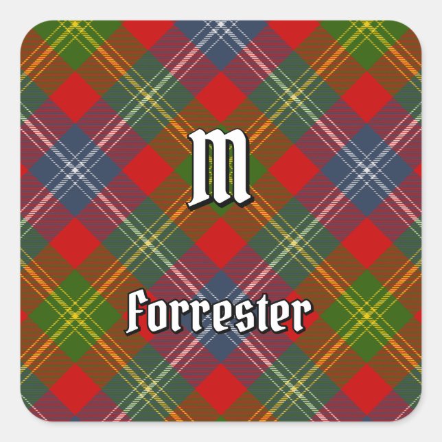 Clan Forrester Tartan Square Sticker (Front)