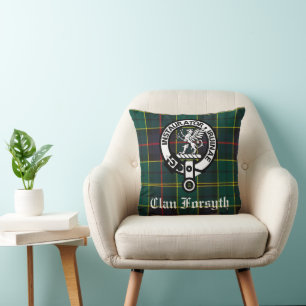 Clan Forsyth Crest Badge and Tartan Cushion