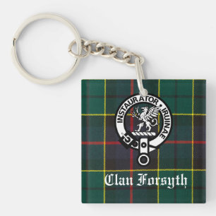 Clan Forsyth Crest Badge and Tartan Key Ring