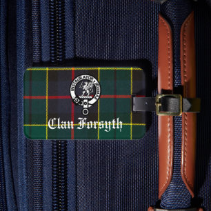 Clan Forsyth Crest Badge and Tartan Luggage Tag
