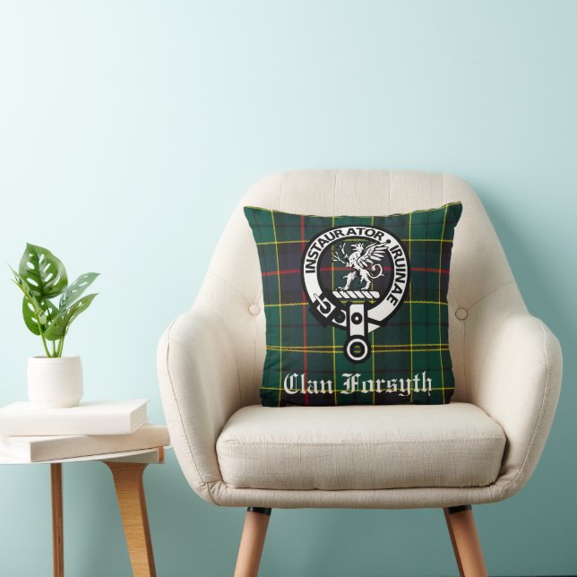 Clan Forsyth Crest Badge & Tartan Cushion (Chair)