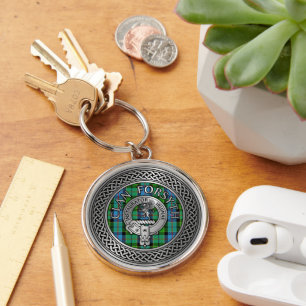 Clan Forsyth Crest & Tartan Knot Key Ring