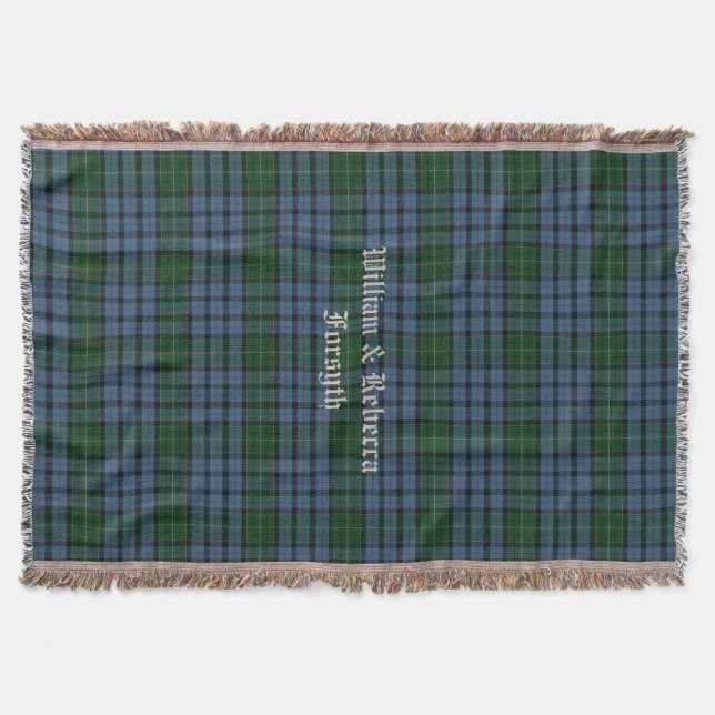 Clan Forsyth Tartan Plaid Custom Throw Blanket (Front)