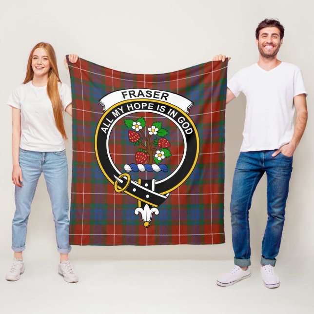 Clan Fraser Ancient Tartan Plaid Fleece Blanket (In Situ)