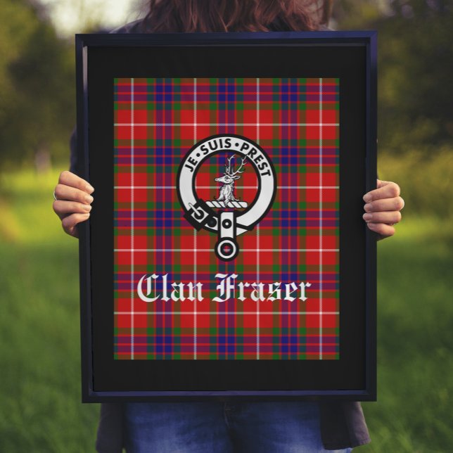 Clan Fraser Crest Badge and Tartan Art Print (Creator Uploaded)