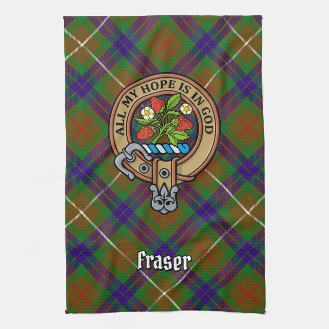 Clan Fraser Crest Kitchen Towel (Vertical)