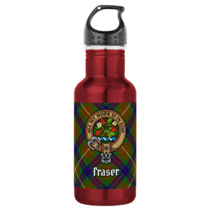 Clan Fraser Crest over Hunting Tartan 532 Ml Water Bottle