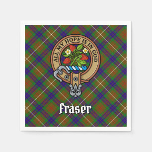 Clan Fraser Crest over Hunting Tartan Napkin