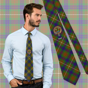 Clan Fraser Crest over Hunting Tartan Tie