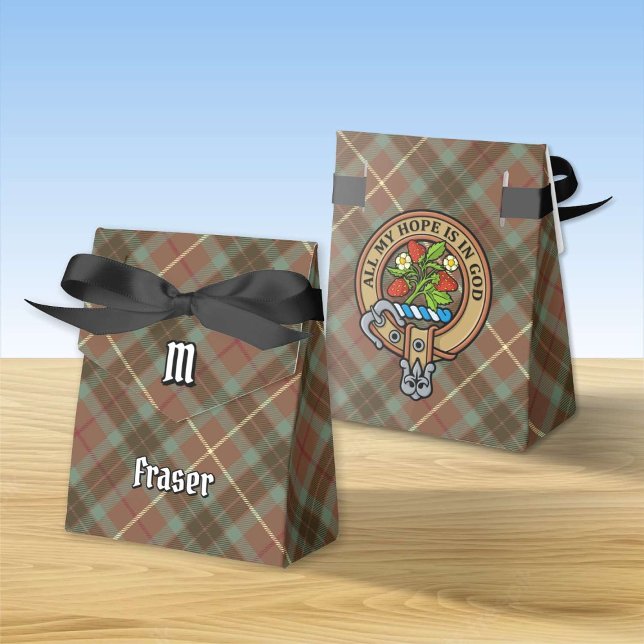 Clan Fraser Crest over Hunting Weathered Tartan Favour Box (Creator Uploaded)