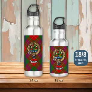 Clan Fraser Crest over Tartan 710 Ml Water Bottle