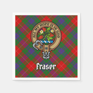 Clan Fraser Crest over Tartan Napkin
