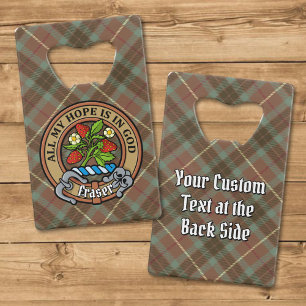 Clan Fraser Crest over Weathered Hunting Tartan