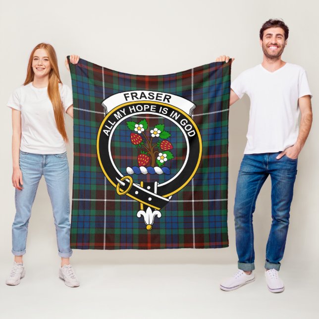 Clan Fraser Hunting Ancient Tartan Plaid Fleece Blanket (In Situ)