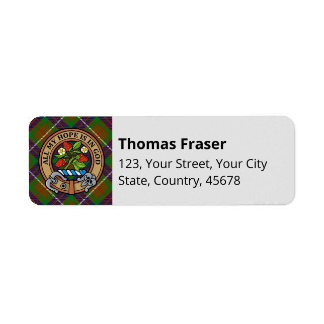 Clan Fraser Hunting Tartan Label (Front)