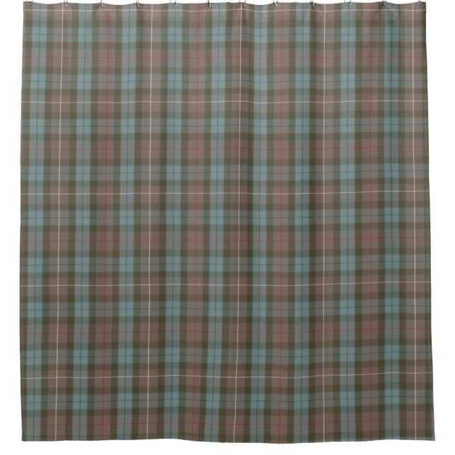 Clan Fraser Hunting Tartan Weathered Shower Curtain (Front)