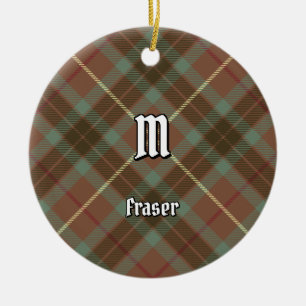 Clan Fraser Hunting Weather Tartan Ceramic Tree Decoration