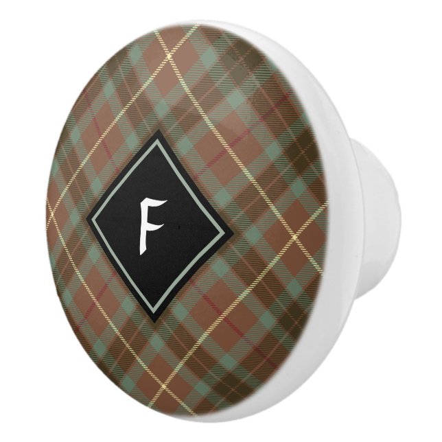 Clan Fraser Hunting Weathered Tartan Ceramic Knob (Right)