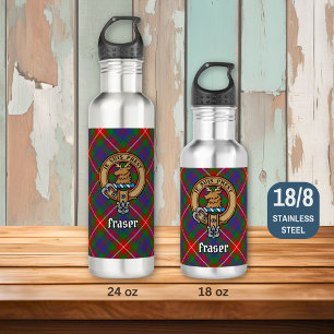Clan Fraser of Lovat Crest over Tartan 710 Ml Water Bottle