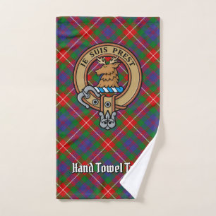 Clan Fraser of Lovat Crest over Tartan Bath Towel Set