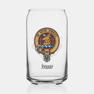 Clan Fraser of Lovat Crest over Tartan Can Glass