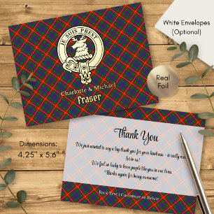 Clan Fraser of Lovat Crest over Tartan Foil Invitation Postcard