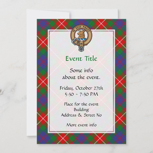 Clan Fraser of Lovat Crest over Tartan Invitation (Front)