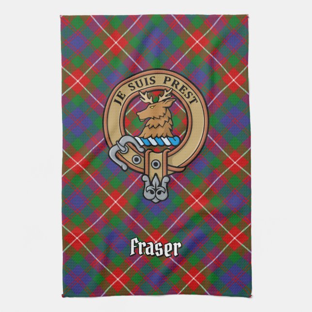 Clan Fraser of Lovat Crest Tea Towel (Vertical)