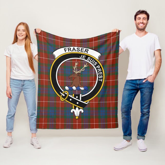 Clan Fraser Of Lovat Tartan Plaid Fleece Blanket (In Situ)