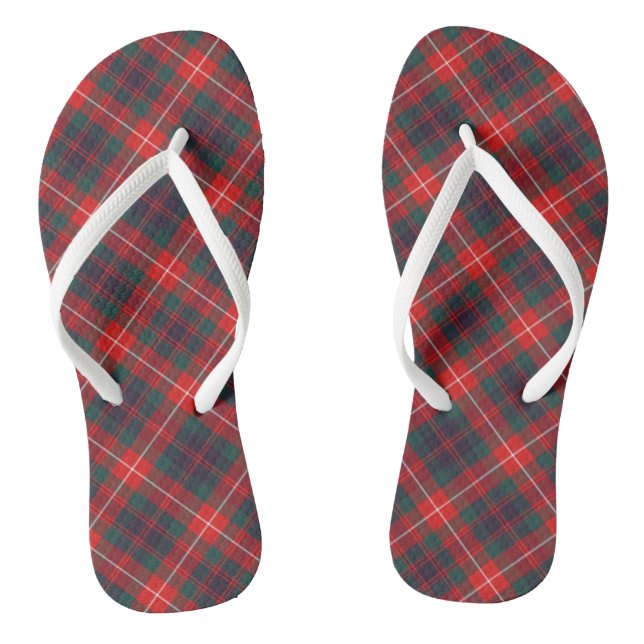 Clan Fraser of Lovat Tartan Red and Blue Plaid Jandals (Footbed)