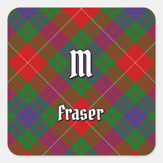 Clan Fraser Tartan Square Sticker (Front)