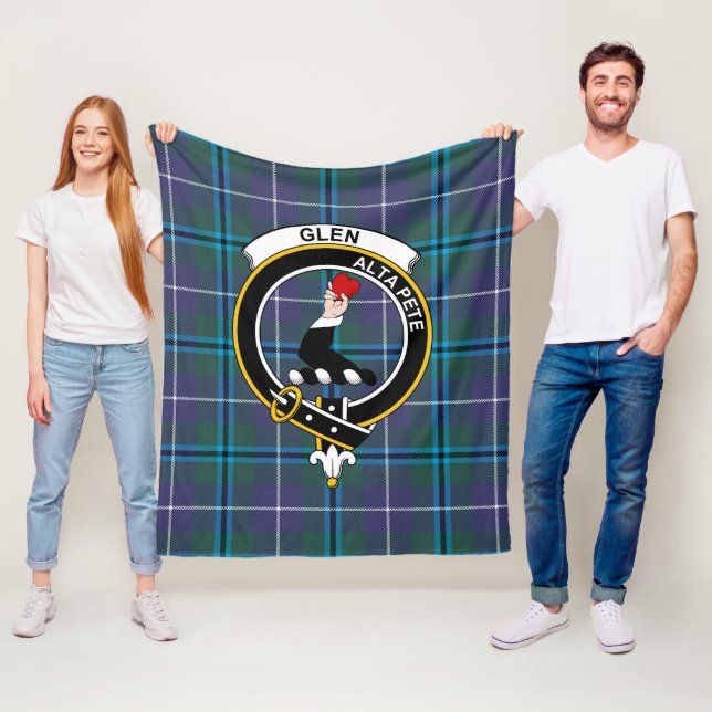 Clan Glen Modern Tartan Plaid Fleece Blanket (In Situ)