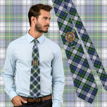 Clan Gordon Crest over Dress Tartan Tie<br><div class="desc">Clan Gordon crest badge surrounded by a strap and buckle over dress tartan background. Custom text.</div>