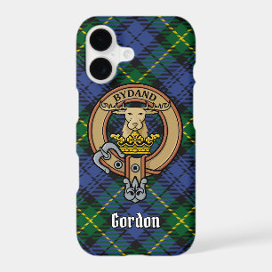 Clan Gordon Crest over Tartan
