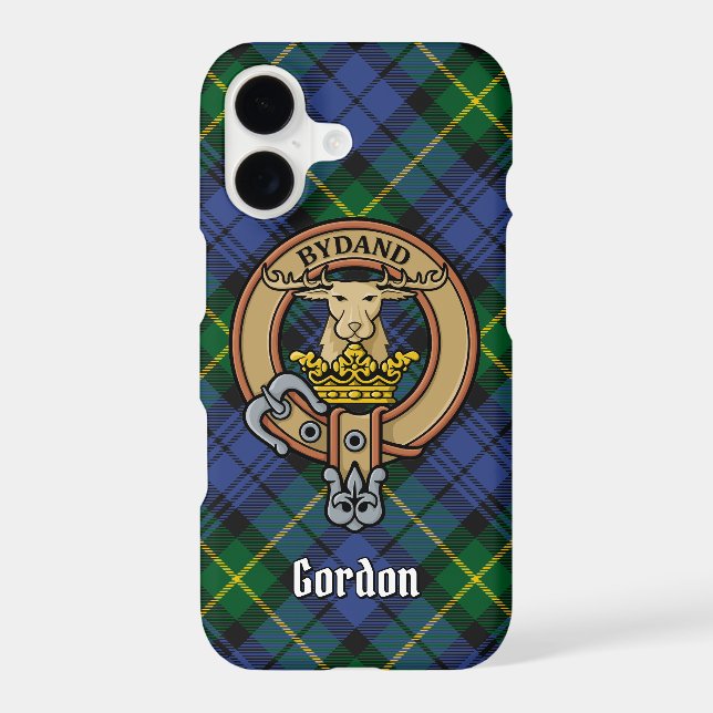 Clan Gordon Crest over Tartan (Back)