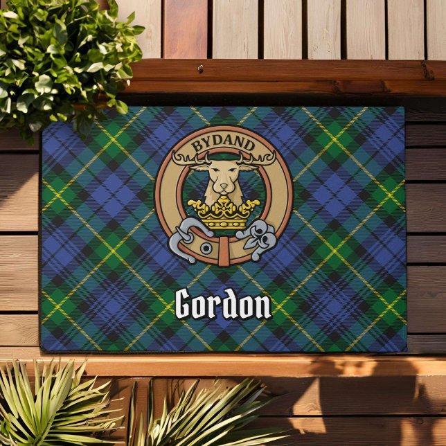 Clan Gordon Crest over Tartan Doormat (Creator Uploaded)
