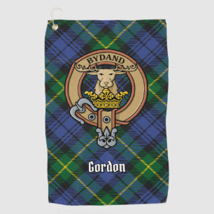 Clan Gordon Crest over Tartan Golf Towel