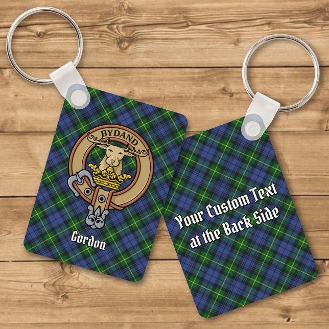 Clan Gordon Crest over Tartan Keychain (Creator Uploaded)