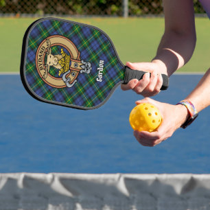 Clan Gordon Crest over Tartan Keychain Pickleball Paddle