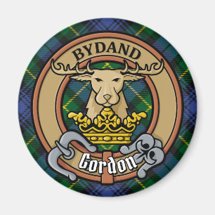 Clan Gordon Crest over Tartan Magnet
