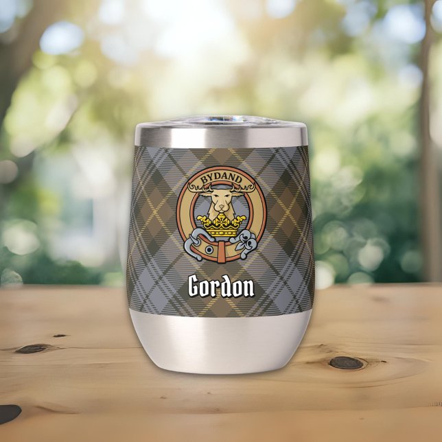 Clan Gordon Crest over Weathered Tartan (Creator Uploaded)