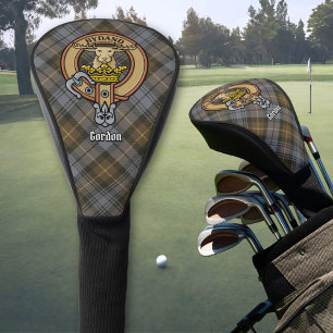 Clan Gordon Crest over Weathered Tartan Golf Head Cover