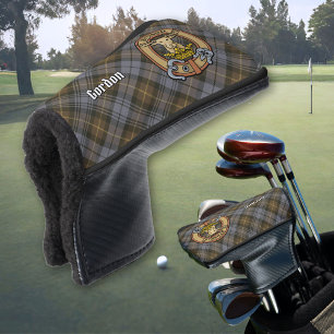 Clan Gordon Crest over Weathered Tartan Golf Head Cover