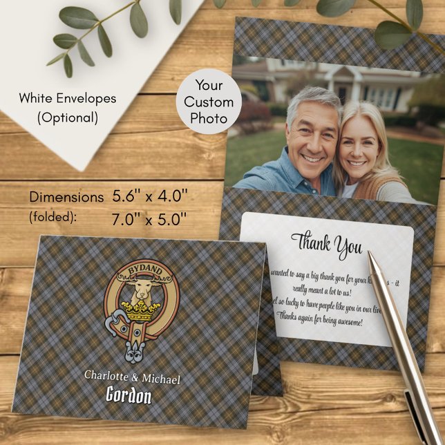 Clan Gordon Crest over Weathered Tartan Invitation (Creator Uploaded)