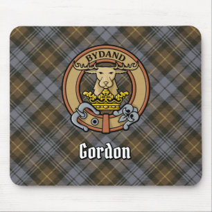 Clan Gordon Crest over Weathered Tartan Mouse Pad