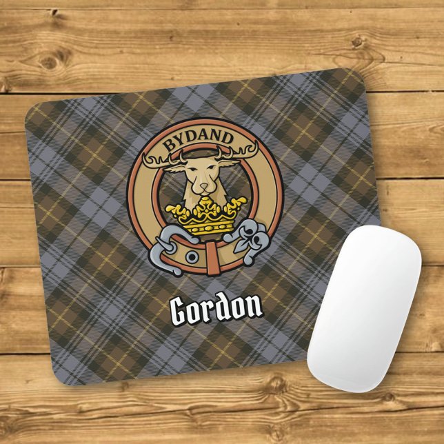 Clan Gordon Crest over Weathered Tartan Mouse Pad (Creator Uploaded)