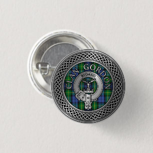 Clan Gordon Crest & Tartan Knot Button