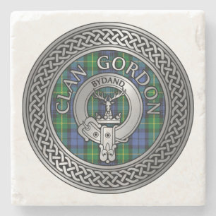 Clan Gordon Crest & Tartan Knot Stone Coaster
