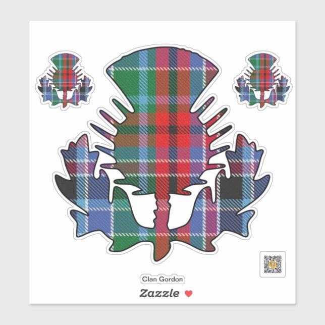 Clan Gordon Red Tartan Thistle Sticker (Sheet)