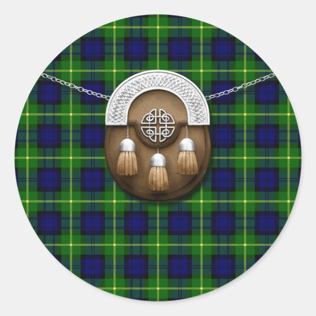 Clan Gordon Tartan And Sporran Classic Round Sticker (Front)